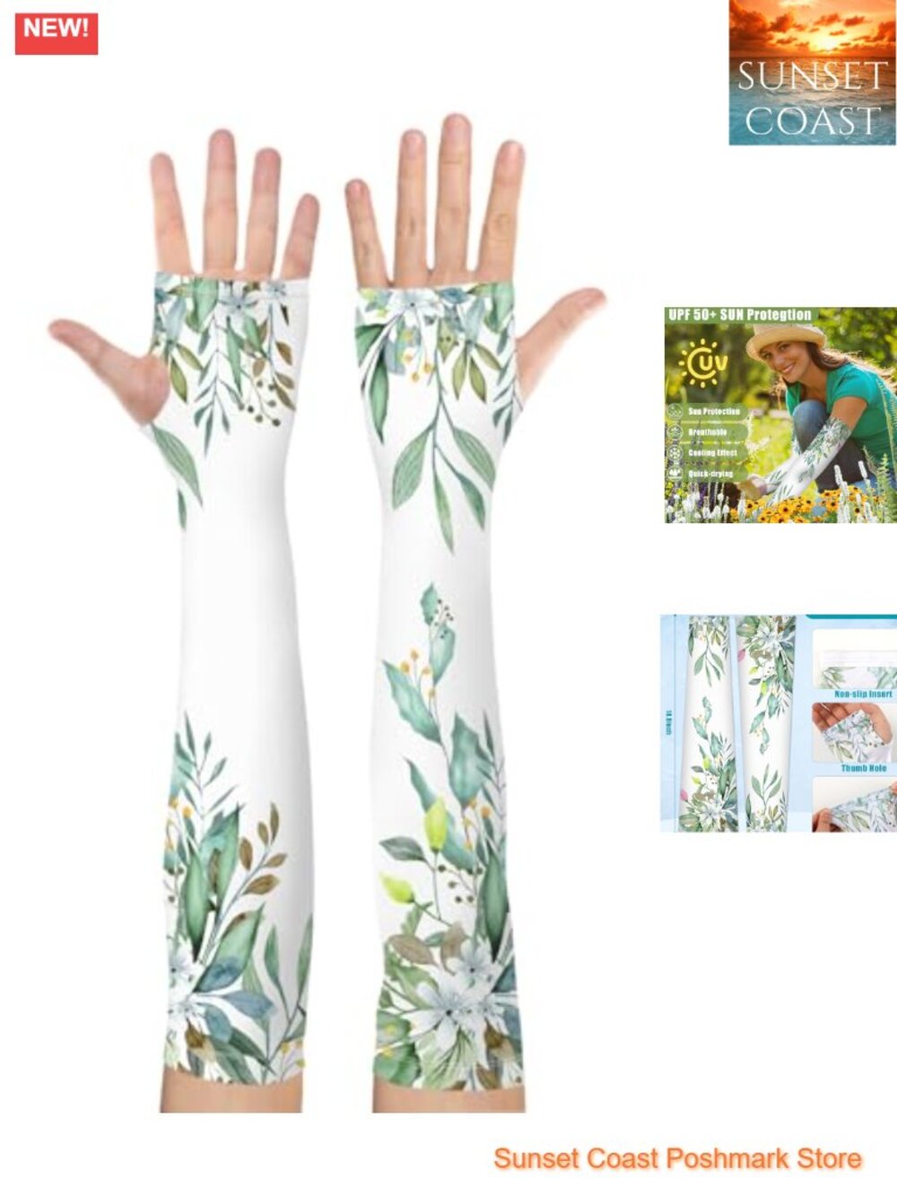 Women's Gardening Sleeves UPF 50+ Sun Protection Arm Cover Thumb Hole Cooling
